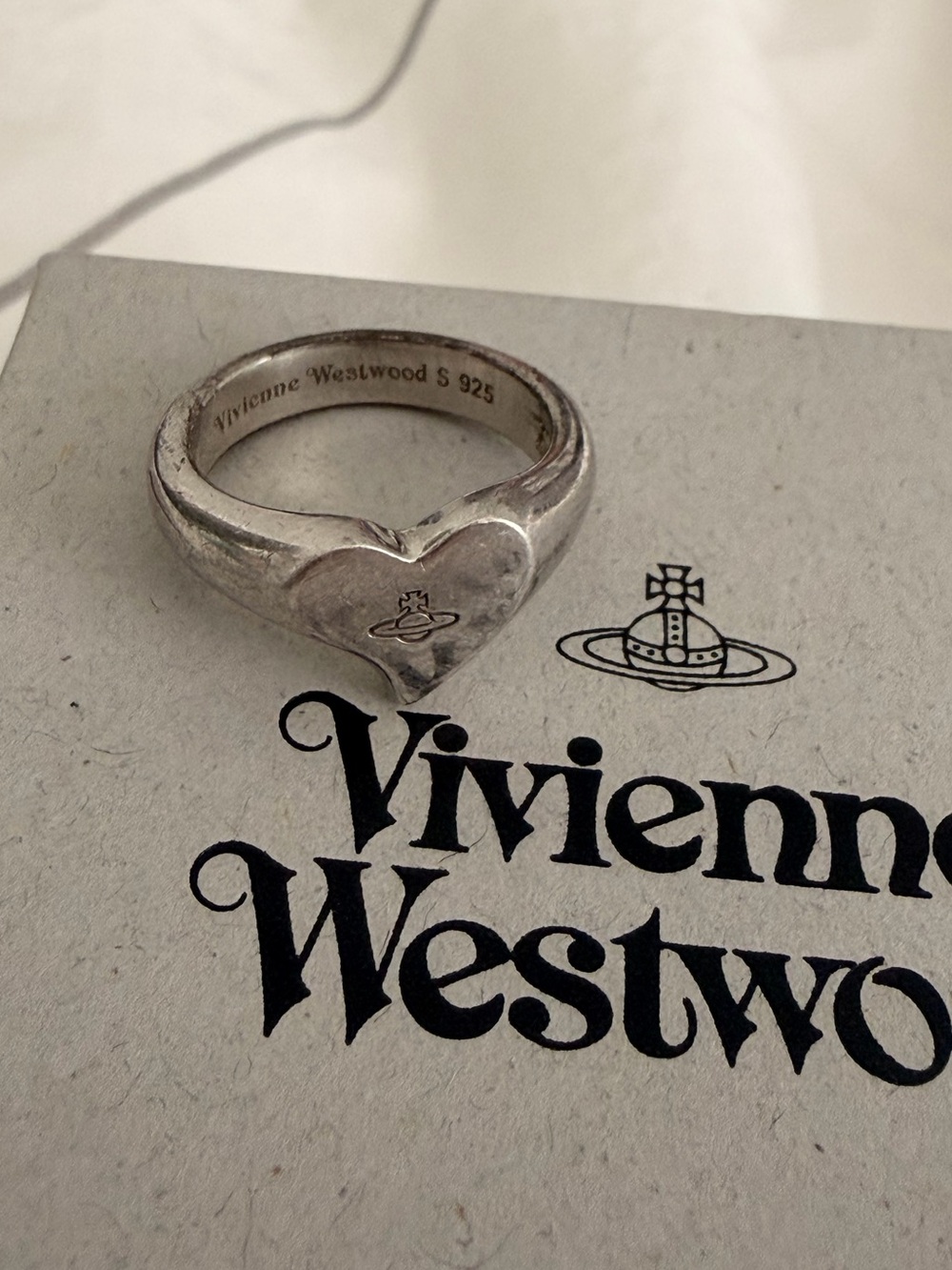 Vivienne Westwood Marybelle Silver Heart Orb Signet Ring